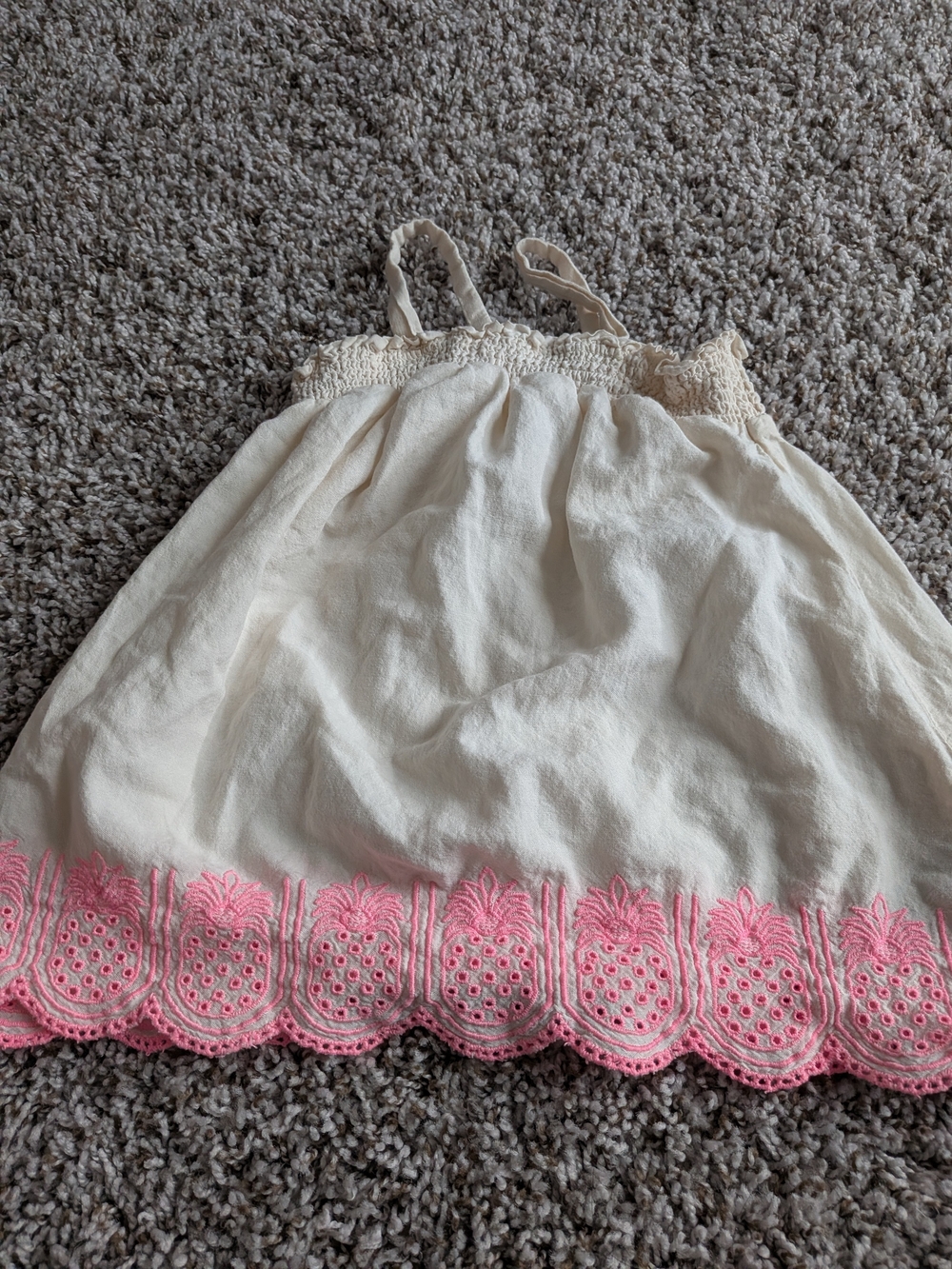 Old Navy Cream Sundress with Pink Embroidered Hem - Girls Size 12/18 Months
